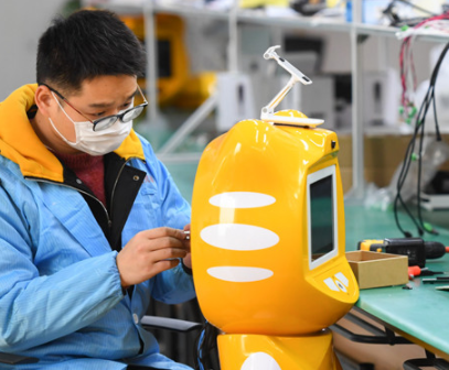 Robots safeguard people's health after work resumes